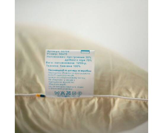 Подушка IGLEN 50х70 пух 30% в тику (50704), Колір: білий, Розмір: 50x70, зображення 3