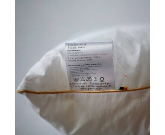 Подушка IGLEN антиалергенна 50х70 в жакардовому сатині (5070s), Колір: білий, Розмір: 50x70, зображення 3