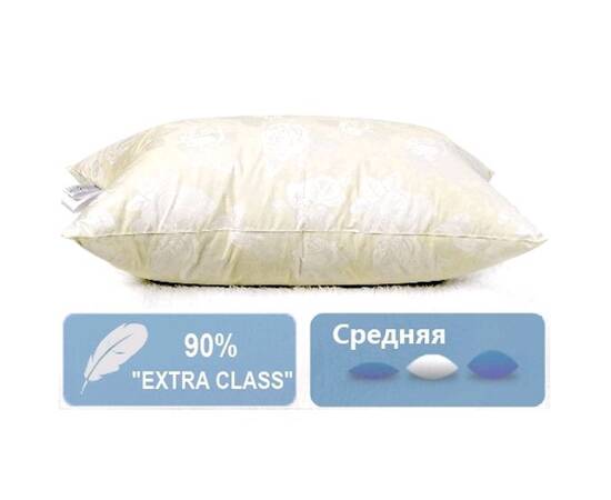 Подушка пуховая MirSon Экстра 107 средняя 50x70 см (2200000000972), Цвет: кремовый, Размер: 50x70, изображение 2