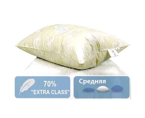 Подушка пуховая MirSon Экстра 110 средняя 60x60 см (2200000002938), Цвет: кремовый, Размер: 60x60, изображение 2