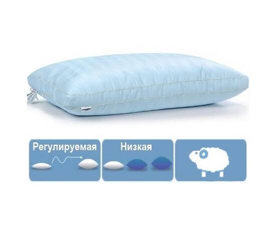 Подушка шерстяная MirSon DeLuxe 127 низкая 70x70 см (2200000006332), Цвет: голубой, Размер: 70x70, изображение 5