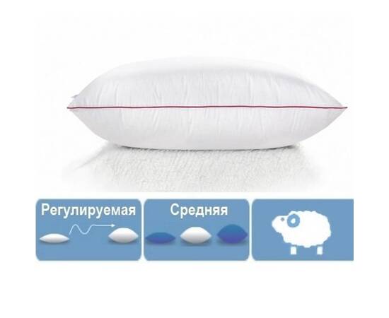 Подушка вовняна MirSon DeLuxe 128 середня 70x70 см (2200000006349), Колір: білий, Розмір: 70x70, зображення 3