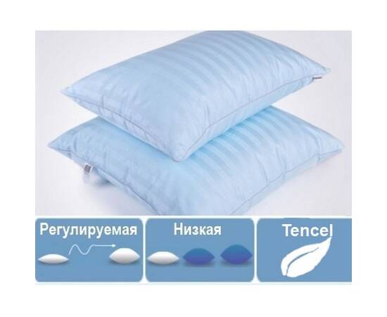 Подушка антиалергенна MirSon Tencel Valentino 0368 м'яка 60х60 см (2200000015020), Колір: блакитний, Розмір: 60x60, зображення 2