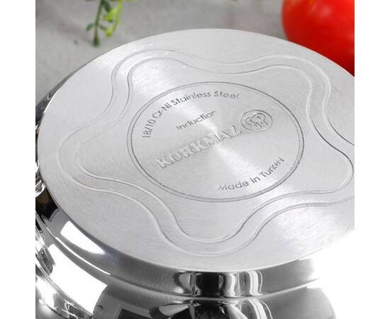 Каструля 24х12см 5,5л TOMBIK KORKMAZ (A1075), Тип: каструля, Об'єм: 5,5 л, Колір: срібний, зображення 3