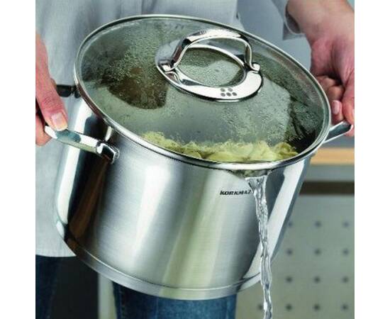 Каструля висока 24х16см 7л STEAMA KORKMAZ (A1993), Тип: каструля висока, Об'єм: 7 л, Колір: срібний, зображення 2