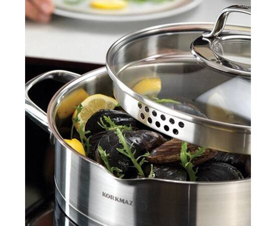 Каструля 20х10 см 3л STEAMA KORKMAZ (A1991), Тип: каструля, Об'єм: 3 л, Колір: срібний, зображення 3