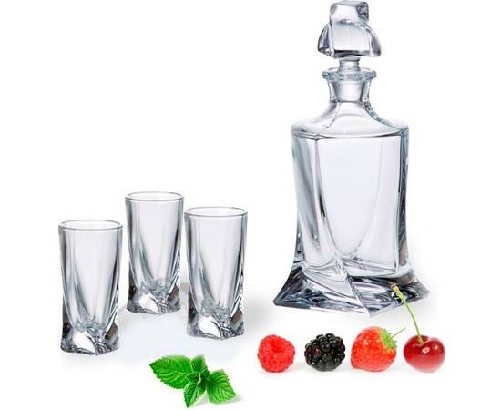 Набір для лікеру Quadro 7ін. графин 457мл Bohemia (99999/99A44/457), зображення 4