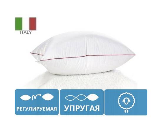 Подушка вовняна MirSon DeLuxe 129 універсальна 40x60 см (2200000017222), Колір: білий, Розмір: 40x60, зображення 2