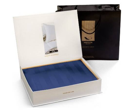 Постельное белье MirSon Сатинстрайп Blue Sea 143х210х2 (2200000019233), Размер: семейный 2шт(145x210), Основной цвет: синий, изображение 3