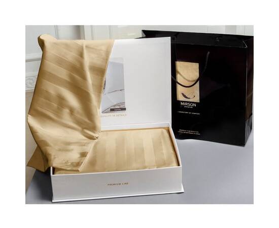 Постельное белье MirSon Сатинстрайп Carmela 175х210 (2200000037251), Размер: двуспальный 175х210, Основной цвет: бежевый, изображение 2