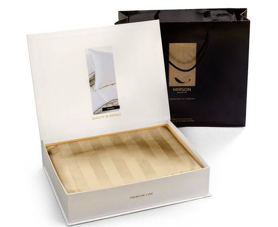 Постельное белье MirSon Сатинстрайп Carmela 200х220 (2200000037268), Размер: двуспальный евро 200х220, Основной цвет: бежевый, изображение 3