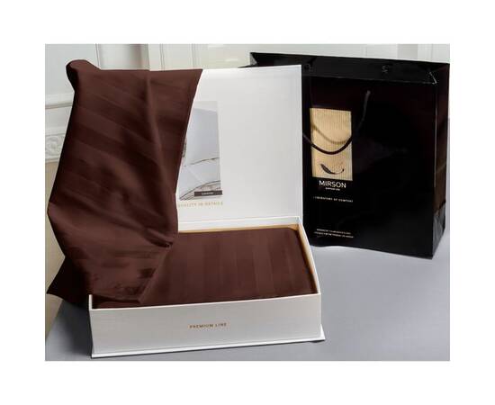 Постельное белье MirSon Сатинстрайп Lorenzo 200х220 (2200000019219), Размер: двуспальный евро 200х220, Основной цвет: коричневый, изображение 2
