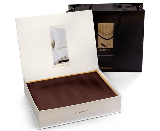 Постельное белье MirSon Сатинстрайп Lorenzo 143х210 (2200000019158), Размер: полуторный 145х210, Основной цвет: коричневый, изображение 3