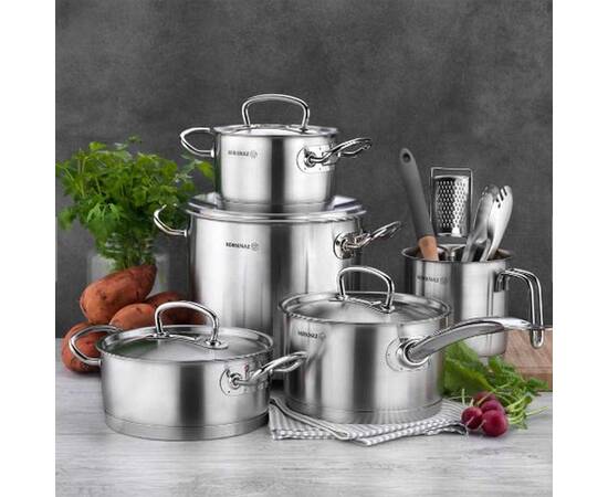 Ківш 16х7,5 см 1,5л PROLINE KORKMAZ (A1156), Тип: ківш, Об'єм: 1,5 л, Колір: срібний, зображення 2