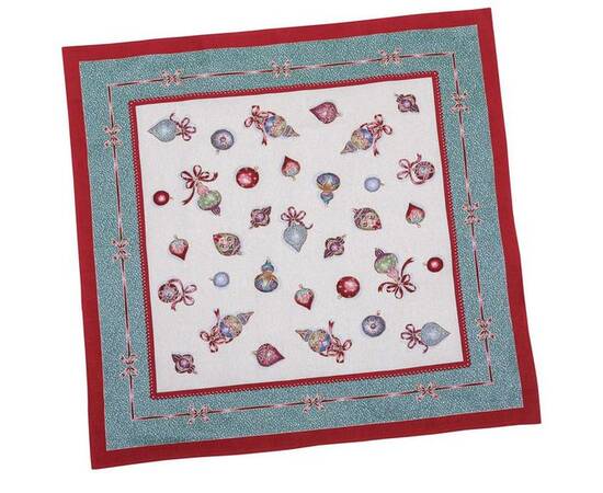 Скатертина гобеленова Ялинкові прикраси 97х100 LiMaSo (RUNNER336V-100 (зі срібною лю), Тип: скатерти, Цвет: зеленый, Форма скатерти: квадратная, Размер: 97x100, изображение 2