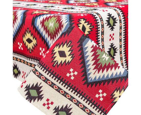 Скатертина гобеленова Карпатські мотиви (червона) 137х137 (JAIMA035-137) LiMaSo, Тип: скатерти, Цвет: красный, Форма скатерти: квадратная, Размер: 137x137, изображение 2