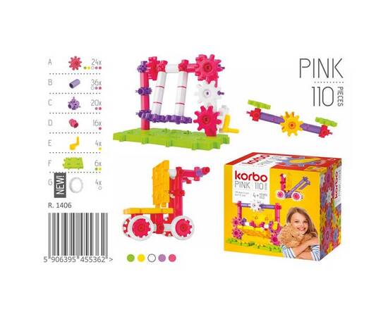 Набор для творческого конструирования KORBO "Pink", 110 деталей (R.1406)