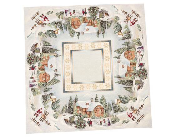 Скатертина гобеленова Різдво в Карпатах 97х100 LiMaSo (RUNNER723-100 (золотий люрекс))