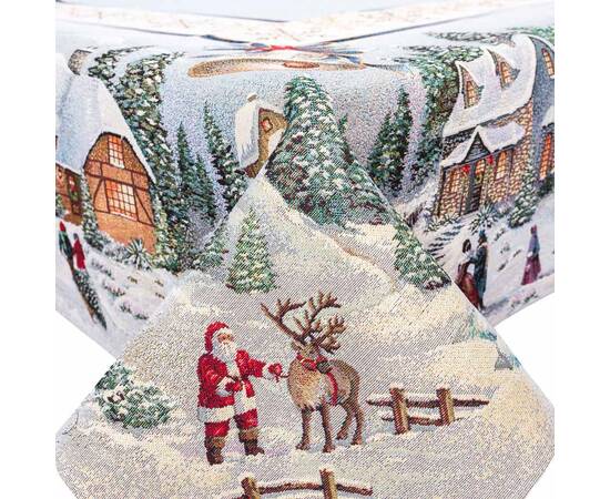 Скатертина гобеленова Різдво в Карпатах 97х100 LiMaSo (RUNNER723-100 (золотий люрекс))