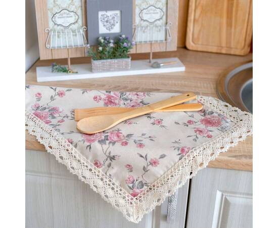 Салфетка 35х45 Прованс Bella Троянди з мереживом (013510), Тип: салфетки, Цвет: розовый, Форма скатерти: прямоугольная, Размер: 35x45, изображение 3