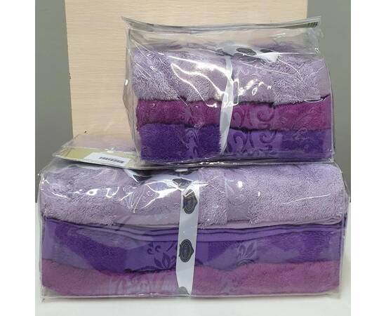 Рушники бамбукові 50x90 3шт Aynali Agac Bamboo Zeron (16111), Колір: фіолетовий, Розмір: 50x90, зображення 2