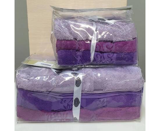 Полотенца бамбуковые 70x140 3шт Aynali Agac Bamboo Zeron (16112), Цвет: фиолетовый, Размер: 70x140, изображение 2