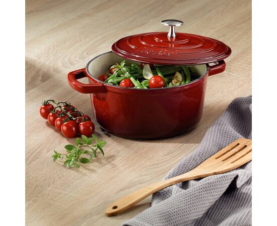 Каструля чавунна з кришкою KELA Calido, 21 см, 2,5 л (11940), Тип: каструля, Об'єм: 2,5 л, Колір: червоний, зображення 2