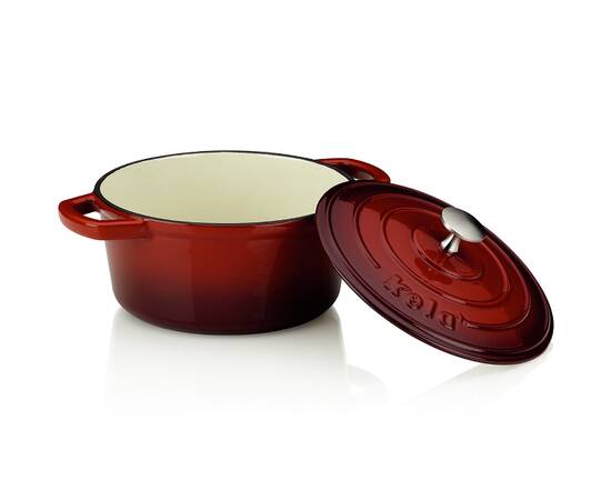 Каструля чавунна з кришкою KELA Calido, 21 см, 2,5 л (11940), Тип: каструля, Об'єм: 2,5 л, Колір: червоний, зображення 3