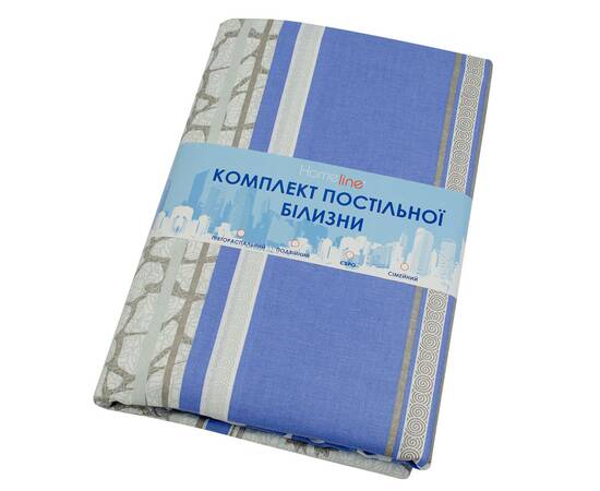 Полуторный комплект Home Line Бязь 145х214 МАРМУР синий (50х70) (156308), изображение 2