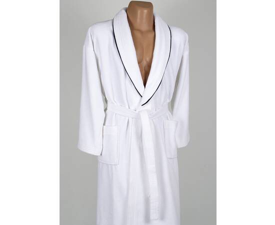 Халат Lotus Soft Collection Велюр V2 білий із синім кантом M (svt-2000022212038), Колір: білий, Розмір: M, зображення 2