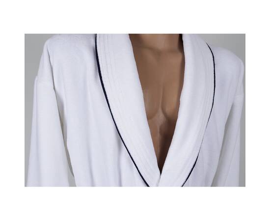 Халат Lotus Soft Collection Велюр V2 білий із синім кантом M (svt-2000022212038), Колір: білий, Розмір: M, зображення 3