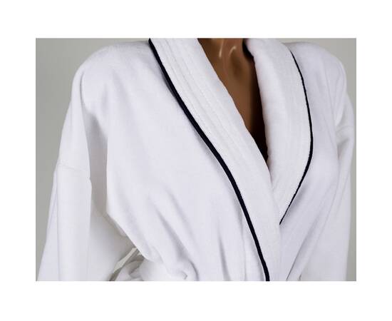 Халат Lotus Soft Collection Велюр V2 білий із синім кантом M (svt-2000022212038), Колір: білий, Розмір: M, зображення 4