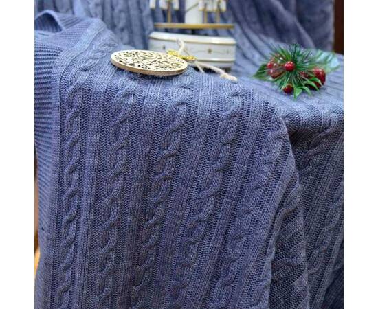 Плед 220х240 SOFT Коси синій меланж (020) Прованс (013910), Основний колір: синій, Розмір: 220x240, зображення 3