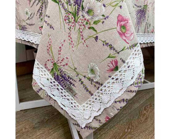 Скатертина Grosso 85х85 з мереживом Прованс (017539), Тип: скатертини, Основний колір: бузковий, Форма скатертини: квадратна, Розмір: 85x85, зображення 2