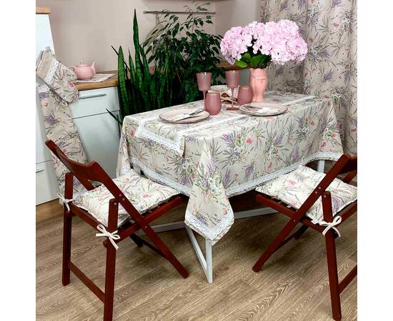 Скатертина Grosso 85х85 з мереживом Прованс (017539), Тип: скатертини, Основний колір: бузковий, Форма скатертини: квадратна, Розмір: 85x85, зображення 3