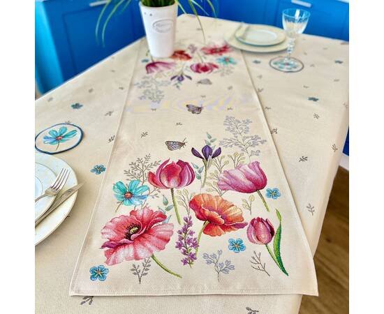 Наперон гобеленовий 45х140 (RUNNER1002-45) LiMaSo, Тип: дорожки (раннеры), Цвет: сиреневый, Форма скатерти: прямоугольная, Размер: 45x140, изображение 3