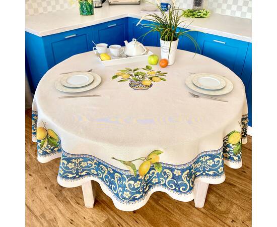 Скатертина гобеленова O160 (ROUND003-160D) LiMaSo, Тип: скатерти, Цвет: желтый, Форма скатерти: круглая, Размер: Ø160, изображение 2