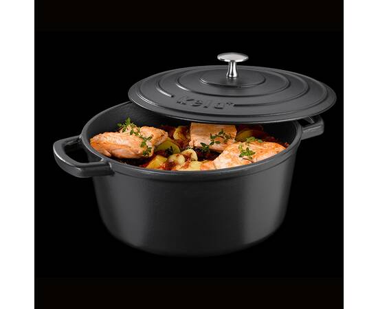 Каструля чавунна з кришкою KELA Calido, 26 см, 5,0 л (12472), Тип: каструля, Об'єм: 5 л, Колір: чорний, зображення 2