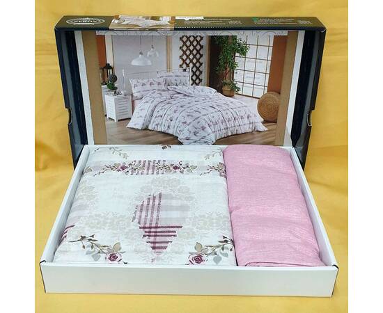 Постільна білизна євро 200x220 Zeron Eco BATIK PUDRA (17445), Розмір: двоспальний євро 200х220, Основний колір: рожевий, зображення 2