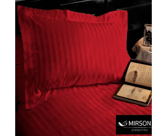 Постельное белье MirSon Сатинстрайп Aldo 143х210х2 (2200000019226), Размер: семейный 2шт(145x210), Основной цвет: бордовый, изображение 2