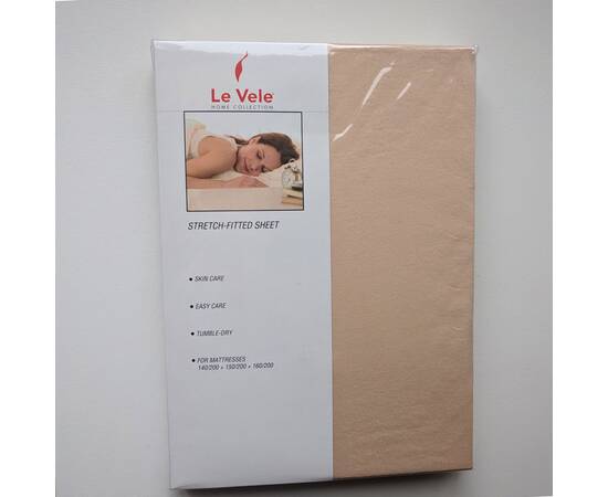 Простирадло на резинці Le Vele 100х200 BEIGE (трикотаж), Колір: бежевий, Тип: простирадла на гумці, Розмір: 100x200, зображення 2