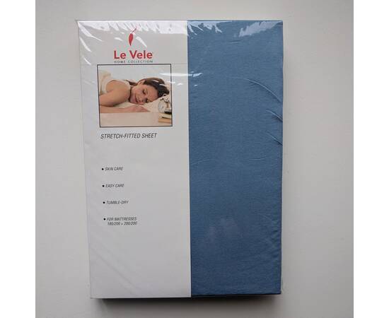 Простирадло на резинці Le Vele 180х200 D.BLUE (трикотаж), Колір: синій, Тип: простирадла на гумці, Розмір: 180x200, зображення 2