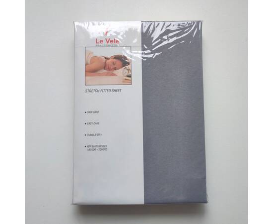 Простынь на резинке Le Vele 160х200 D.GREY (трикотаж), Цвет: графитовый, Тип: простыни на резинке, Размер: 160x200, изображение 2