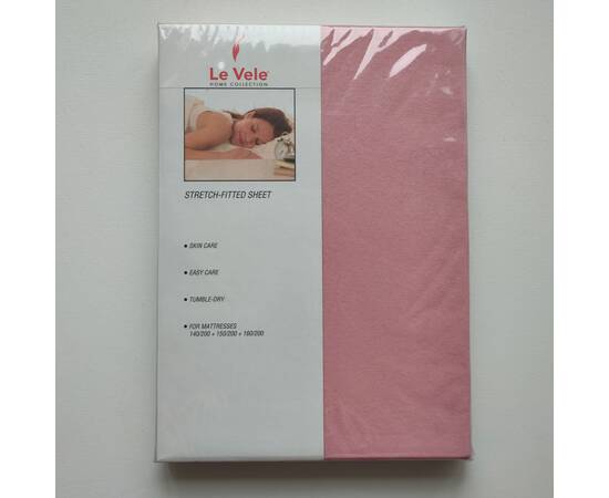 Простирадло на резинці Le Vele 100х200 Pink (трикотаж), Колір: рожевий, Тип: простирадла на гумці, Розмір: 100x200, зображення 2