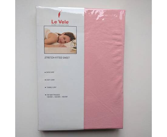 Простирадло на резинці Le Vele 160х200 PINK (трикотаж), Колір: рожевий, Тип: простирадла на гумці, Розмір: 160x200, зображення 2
