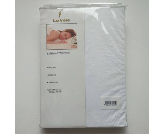 Простынь на резинке Le Vele 180х200 WHITE (трикотаж)