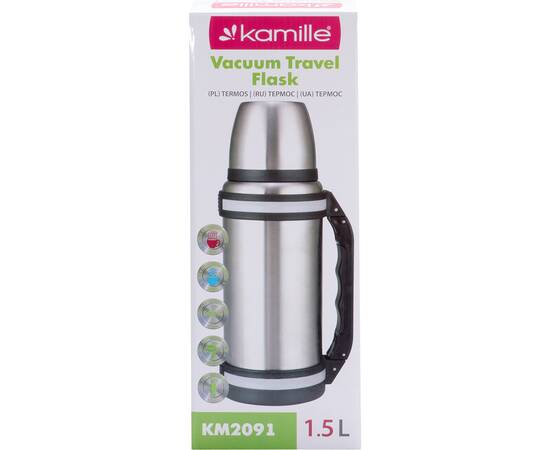 Термос 1500 мл з ручкою та ремінцем Kamille (2091), зображення 7