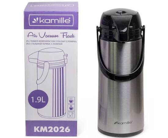 Термос 1900 мл пластиковий зі скляною колбою Kamille (2026), зображення 6