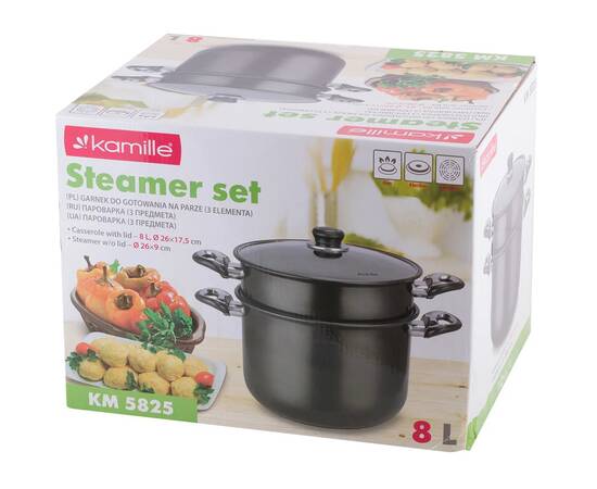 Пароварка однорівнева О24 см із вуглецевої сталі Kamille (5825), зображення 7