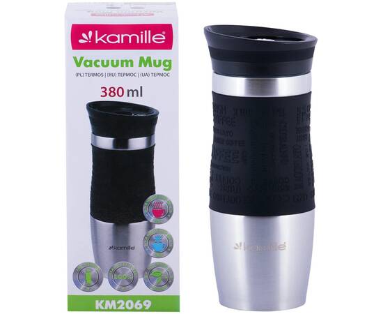 Термокружка 380 мл с TPR-вставкой Kamille (2069), изображение 5